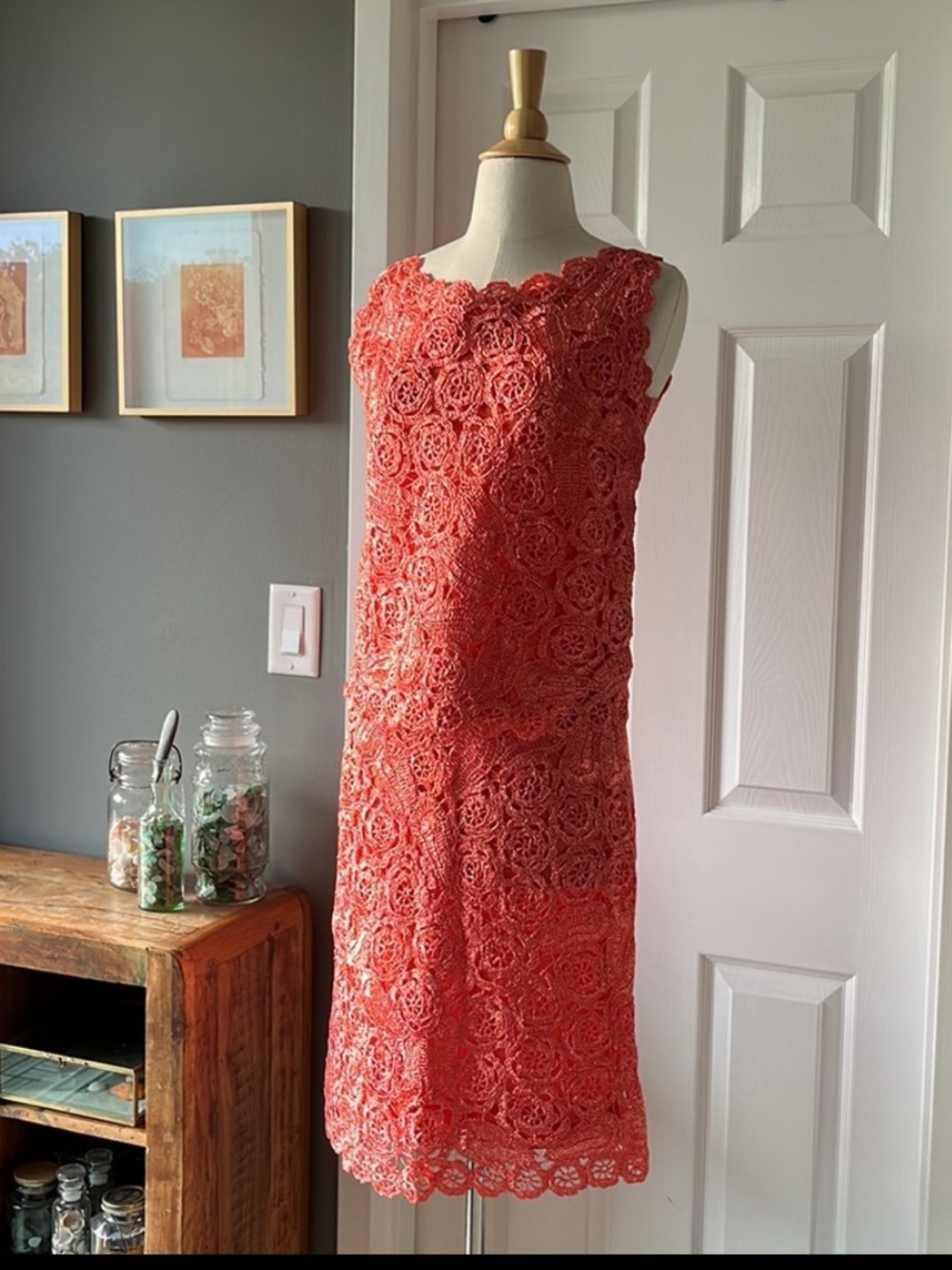 Vintage 60s raffia skirt top set co-ord